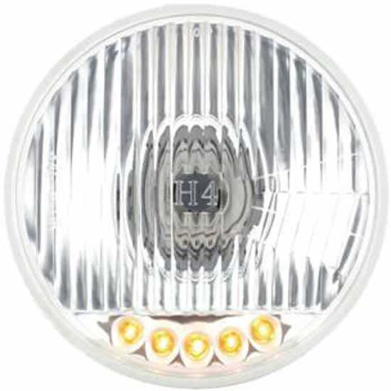 5.75 in. Round Crystal Halogen Headlight with 5 Amber LED Position Lights – part number 29-160600349, photo 1 of 4