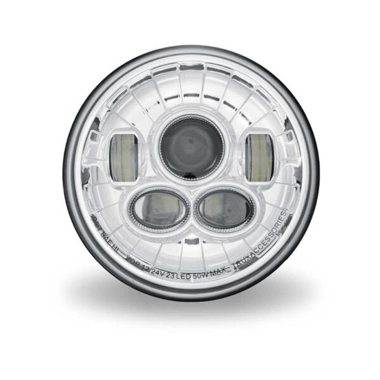 7 in. Round Chrome Blue Black Lit LED Projector Headlight – part number 29-16060071, photo 1 of 4