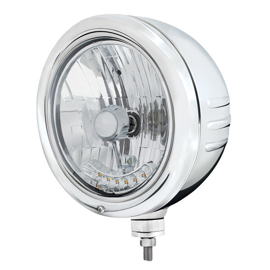 Stainless Steel Classic Embossed Stripe Amber LED Crystal Halogen Headlight – part number 29-16060272, photo 1 of 2