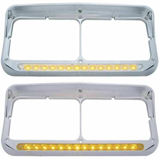 Dual Headlight Chrome Bezel with Visor, Amber LED Strip – part number PPR_201782