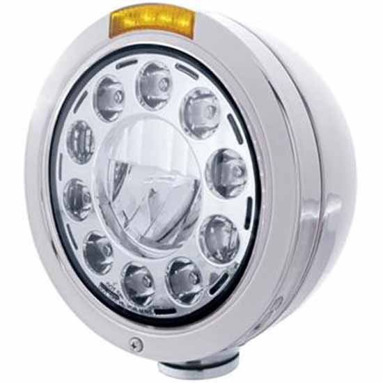 Stainless Steel Bullet Headlight with 11 High Power Diode LED, 4 Diode Turn Signal Light – part number PPR_204531