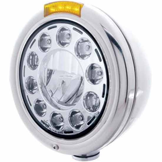 Stainless Steel Classic 11 High Power LED Headlight with 4 LED Turn Signal Light – part number PPR_204532
