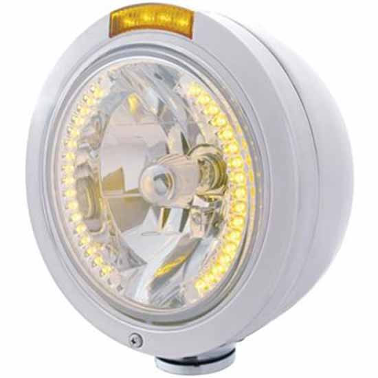 Stainless Steel Bullet Classic Headlight H4 with Amber LED & Signal – part number PPR_204590