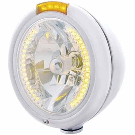 Classic Peterbilt Style Headlight with H4 Halogen Bulb & Dual Function Signal Light – part number PPR_204651