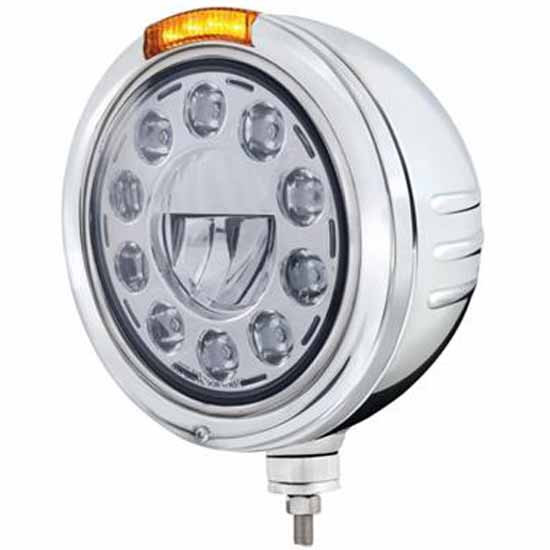 Stainless Classic Embossed Stripe 11 Diode Headlight with 4 Diode Dual Function Signal Light – part number PPR_204678