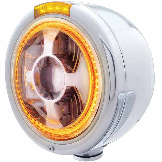 7 in. Round Chrome Half Moon Style Halo Projector Amber LED Headlight – part number PPR_204692