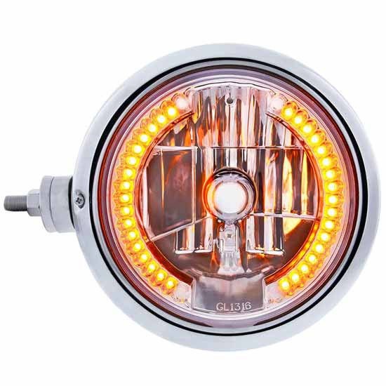 Chrome Guide 682C Style Headlight Assembly with Crystal Lens and 34 LED Position Light – part number PPR_205346