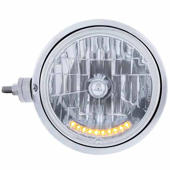 Stainless Steel Guide 682C Style Headlight Assembly with Crystal Lens and 10 LED Position Light – part number PPR_205347