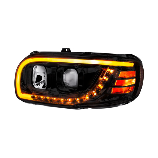 Blackout Projection Headlights with LED Turn Signal and Light Bar for Peterbilt 388, 389, 567 – part number PPR_299233