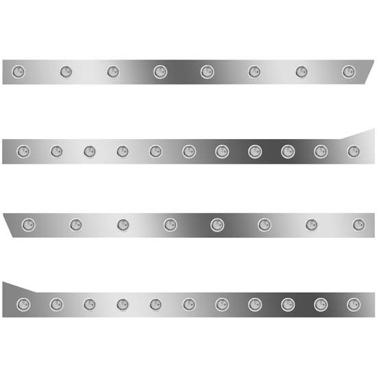 54 in. Cab Panels with 38 × ¾ in. Amber/Clear Lights & 3 in. End Caps for Peterbilt 389, 131 in. BBC with 70/78 in. Sleeper No Extenders – part number 01-091000040K08