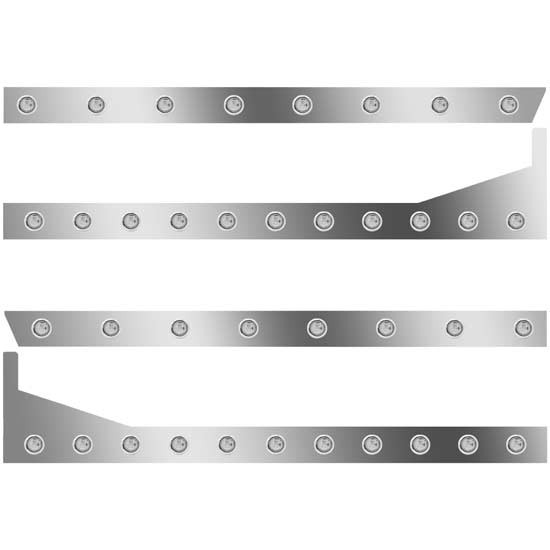 3 in. Extended Cab Panels with 38 × ¾ in. Amber/Clear Lights for Peterbilt 389, 131 in. BBC with 48/58 in. Sleeper, Extenders – part number 01-091000040K14