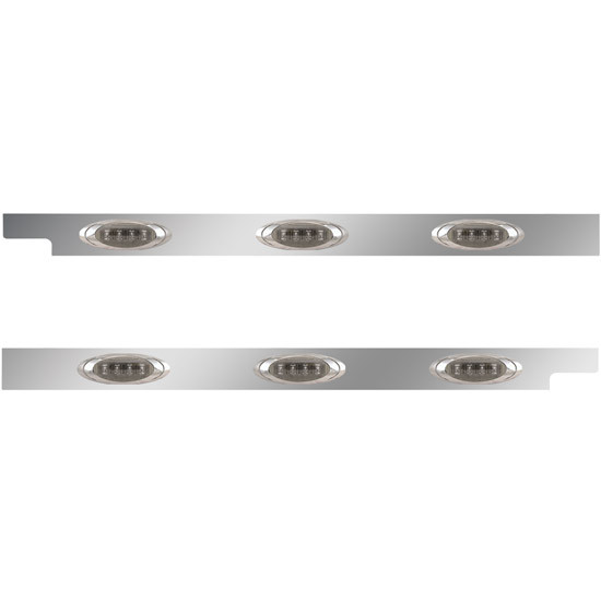 2.5 in. Stainless Steel Cab Panel with 3 P1 Amber/Smoked LED Lights for Peterbilt 567, 579 – Pair – part number 01-091200008