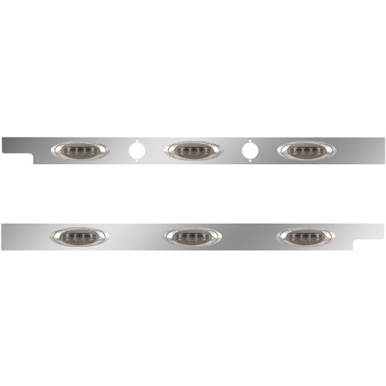 2.5 in. Stainless Steel Cab Panel with 3 P1 Amber/Smoked LED Lights for Peterbilt 567, 579, 121 in. BBC with Cab Mount Exhaust – Pair – part number 01-091200010