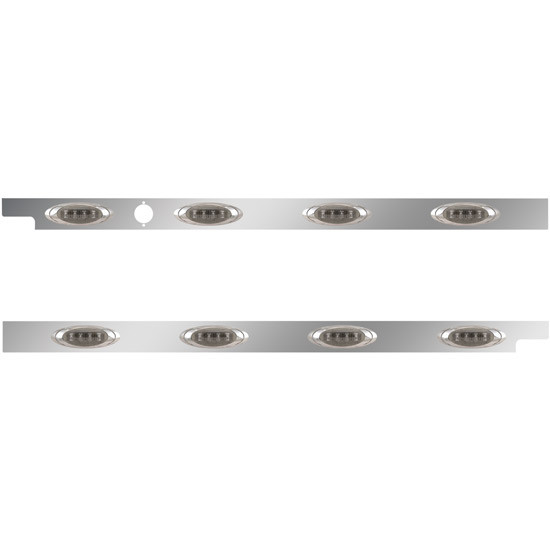 2.5 in. Stainless Steel Cab Panel with 4 P1 Amber/Smoked LED Lights with 1 Hole for Block Heater for Peterbilt 567, 579 with Rear Mount or Horizontal Exhaust – Pair – 01-091200012 – part number 01-091200012