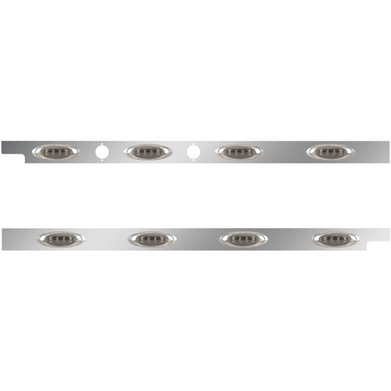 2.5 in. Stainless Steel Cab Panel with 4 P1 Amber/Smoked LED Lights, 2 Heater Holes for Peterbilt 567, 579 with Rear Mount or Horizontal Exhaust – Pair – part number 01-091200014