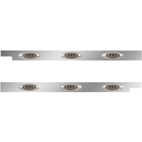 4 in. Stainless Steel Cab Panel with 3 P1 Amber/Smoked LED Lights for Peterbilt 567, 579 – Pair – part number 01-091200016