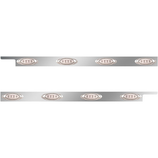 2.5 in. Stainless Steel Cab Panel with 4 P1 Amber/Clear LED Lights for Peterbilt 567, 579 – Pair – part number 01-091200021