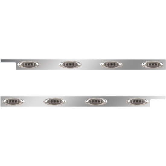 2.5 in. Stainless Steel Cab Panel with 4 P1 Amber/Smoked LED Lights for Peterbilt 567, 579 with Rear Mount or Horizontal Exhaust – Pair – part number 01-091200022
