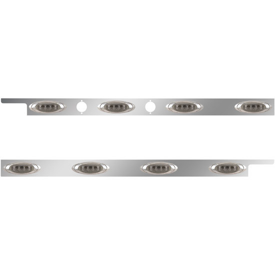2.5 in. Stainless Steel Cab Panel with 4 P1 Amber/Smoked LED Lights, 2 Holes for Dual Block Heater Plugs for Peterbilt 567, 579 with Rear Mount or Horizontal Exhaust – Pair – part number 01-091200025