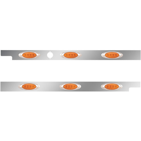 2.5 in. Stainless Steel Cab Panel with 3 P1 Amber/Amber LED Lights for Peterbilt 579, 123 in. BBC – Pair – 01-091200026 – part number 01-091200026