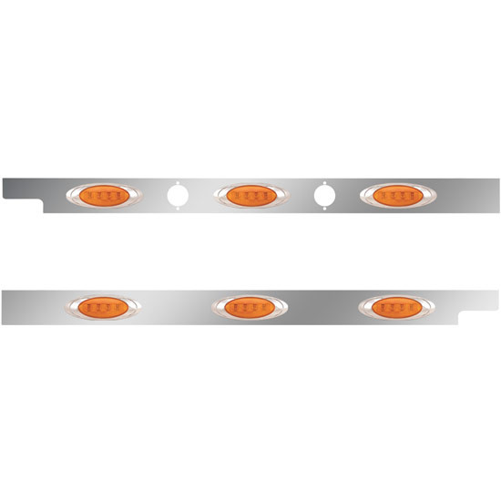 2.5 in. Stainless Steel Cab Panel with 3 P1 Amber/Amber LED Lights for Peterbilt 579, 123 in. BBC – Pair – 01-091200031 – part number 01-091200031