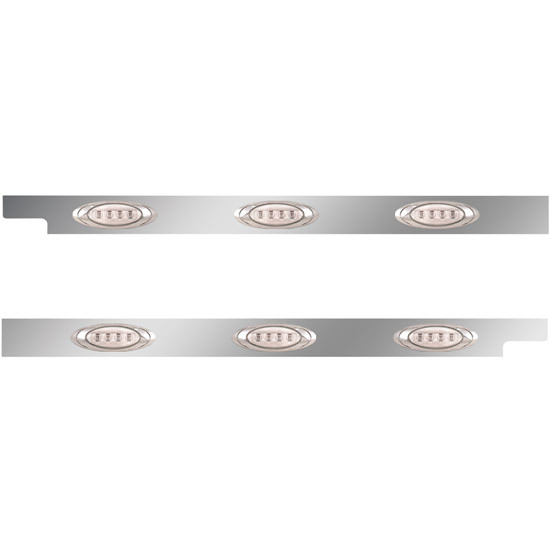 2.5 in. Stainless Steel Cab Panel with 3 P1 Amber/Clear LED Lights for Peterbilt 567, 579 with Cab Mount Exhaust – Pair – part number 01-091200040