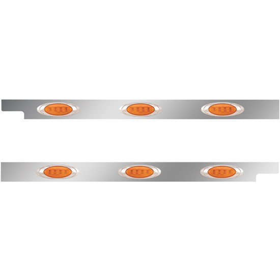 4 in. Stainless Steel Cab Panel with 3 P1 Amber/Amber LED Lights for Peterbilt 567, 579 – Pair – part number 01-091200055