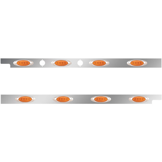 4 in. Stainless Steel Cab Panel with 4 P1 Amber/Amber LED Lights with 2 Holes for Dual Block Heater Plugs for Peterbilt 567, 579 – Pair – part number 01-091200065
