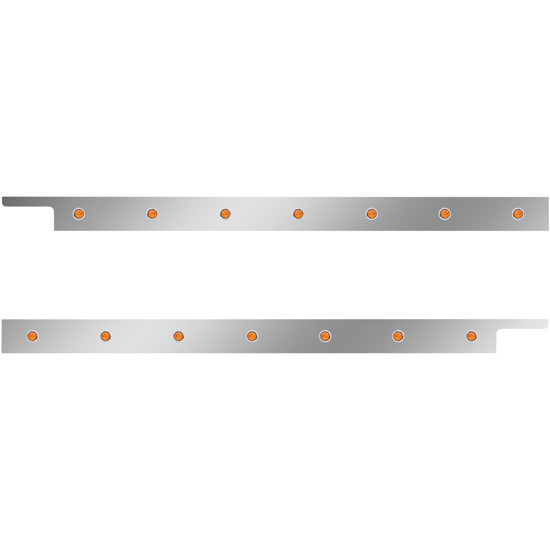 2.5 in. Stainless Steel Cab Panel with 7 × ¾ in. Amber/Amber LED Lights for Peterbilt 567, 579 with Rear Mount or Horizontal Exhaust 6 in. Spacing – Pair – part number 01-091200075