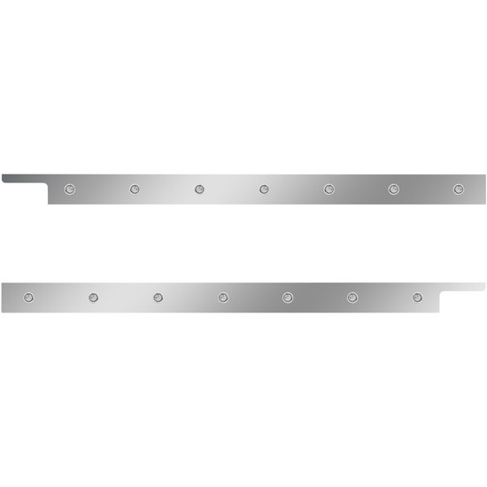 2.5 in. Stainless Steel Cab Panels with Fourteen ¾ in. LED Lights – Amber LED/Clear Lens for Peterbilt 567, 579 with Rear Mount or Horizontal Exhaust – part number 01-091200076