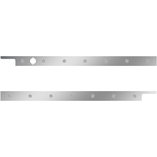 2.5 in. Stainless Steel Cab Panel with 7 × ¾ in. Amber/Clear LED Lights with 1 Hole for Block Heater for Peterbilt 567, 579 – Pair – part number 01-091200078