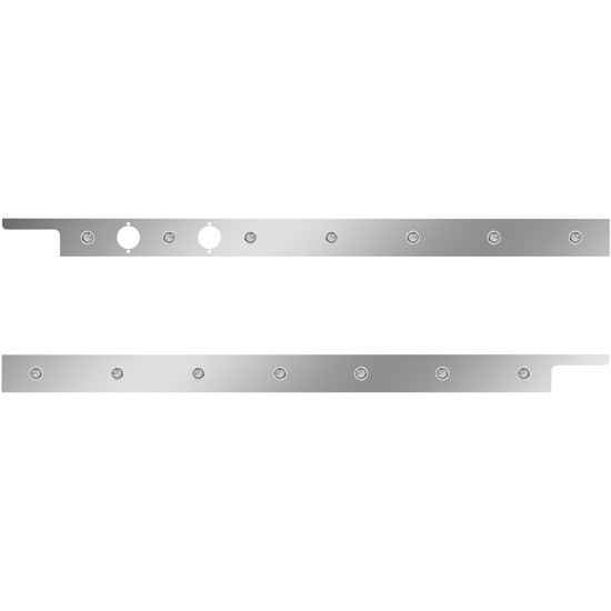 2.5 in. Stainless Steel Cab Panel with 7 × ¾ in. Amber/Clear LED Lights for Peterbilt 567, 579 with Rear Mount or Horizontal Exhaust 6 in. Spacing- – Pair – part number 01-091200080