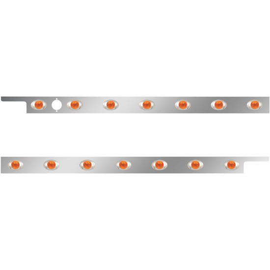 2.5 in. Stainless Steel Cab Panel with 7 P3 Amber/Amber LED Lights with 1 Hole for Block Heater for Peterbilt 567, 579 – Pair – part number 01-091200084