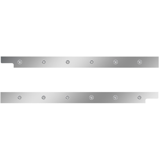 4 in. Stainless Steel Cab Panel with 6 × ¾ in. Amber/Clear Lights for Peterbilt 567, 579 – Pair – part number 01-091200095