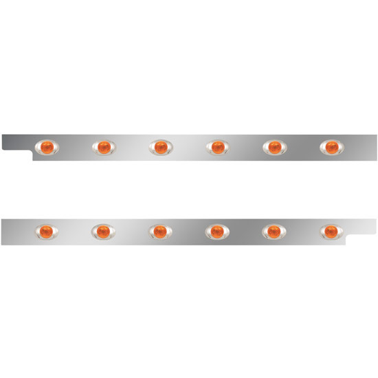 2.5 in. Stainless Steel Cab Panel with 6 P3 Amber/Amber Lights for Peterbilt 567, 579 – Pair – part number 01-091200102