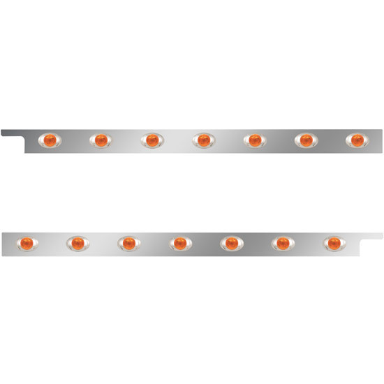 2.5 in. Stainless Steel Cab Panel with 7 P3 Amber/Amber Lights for Peterbilt 567, 579 with Rear Mount or Horizontal Exhaust 6 in. Spacing – Pair – part number 01-091200116
