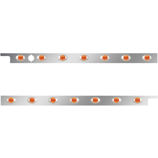 2.5 in. Stainless Steel Cab Panel with 7 P3 Amber/Amber Lights, 1 Block Heater Opening for Peterbilt 567, 579 – part number 01-091200118
