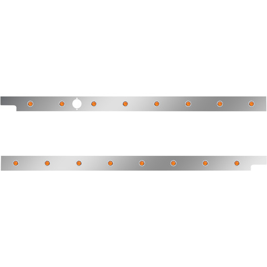 2.5 in. Stainless Steel Cab Panel with 8 × ¾ in. Amber/Amber Lights with 1 Hole for Block Heater for Peterbilt 567, 579 – Pair – part number 01-091200122