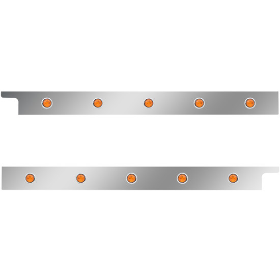 2.5 in. Stainless Steel Cab Panel with 5 × ¾ in. Amber/Amber Lights for Peterbilt 567, 579 – Pair – part number 01-091200124