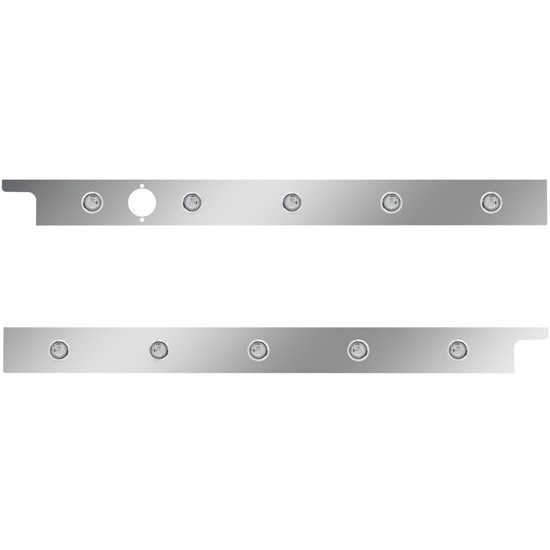 2.5 in. Stainless Steel Cab Panels with 5 × ¾ in. Amber/Clear Lights for Peterbilt 567, 579 with Cab Mount Exhaust – part number 01-091200127
