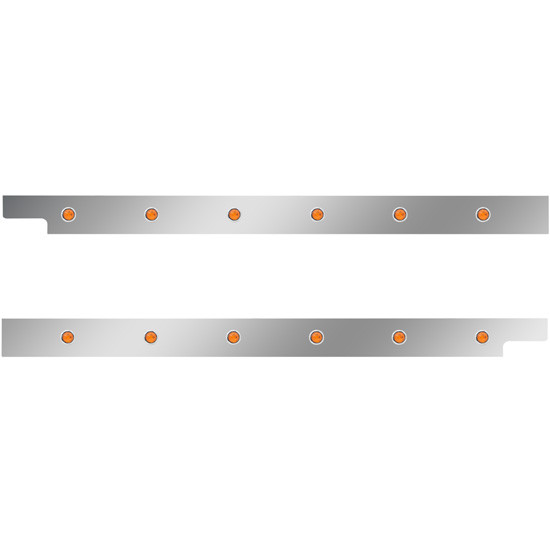 2.5 in. Stainless Steel Cab Panel with 6 × ¾ in. Amber/Amber Lights for Peterbilt 567, 579 – Pair – part number 01-091200130