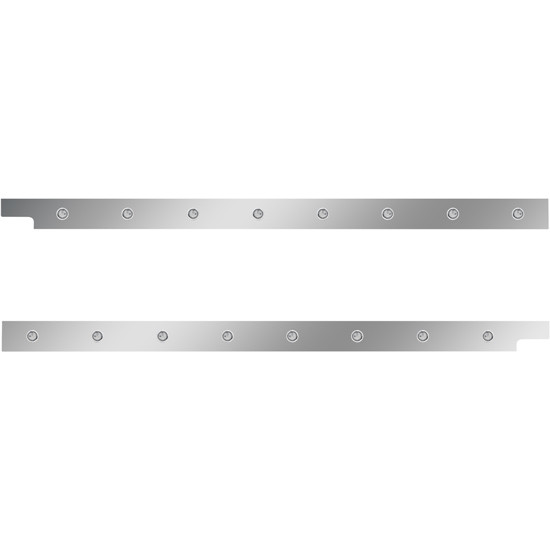 2.5 in. Stainless Steel Cab Panel with 8 × ¾ in. Amber/Clear Lights for Peterbilt 567, 579 with Rear Mount or Horizontal Exhaust 6 in. Spacing – Pair – part number 01-091200134