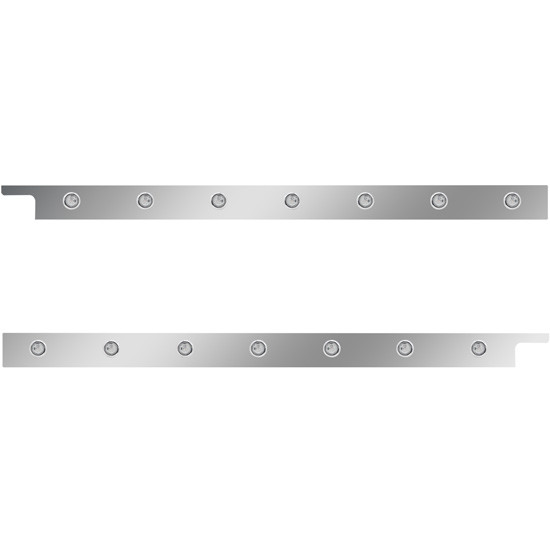 2.5 in. Stainless Steel Cab Panel with 7 × ¾ in. Amber LED/Clear Lens for Peterbilt 567, 579 with Rear Mount or Horizontal Exhaust 6 in. Spacing – Pair – part number 01-091200138