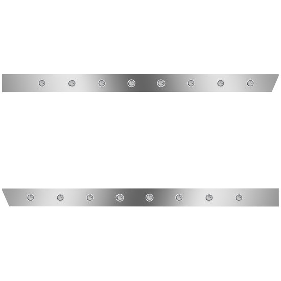 4 in. Stainless Extended Cab Panels with 16 Amber/Clear ¾ in. Round LED Lights for 2011 – 2017 Peterbilt 389, 131 in. BBC – part number 01-091200254