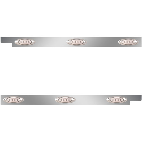 2.5 in. Stainless Steel Cab Panels with 6 Amber/Clear P1 LEDs for Peterbilt 567, 115 in. BBC SFA – part number 01-091200264