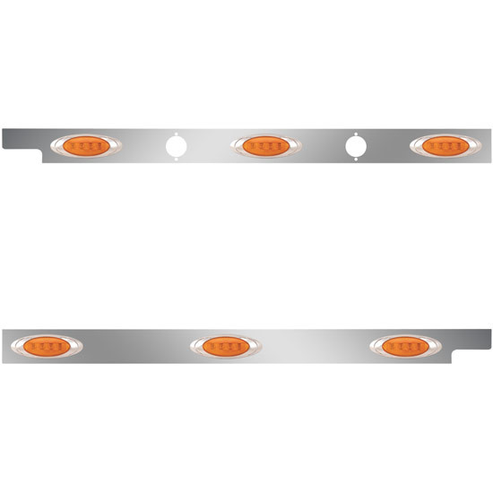 2.5 in. Stainless Steel Cab Panels with 6 Amber P1 LEDs with 2 Holes for Block Heater Plugs for Peterbilt 567, 115 in. BBC SFA – part number 01-091200267