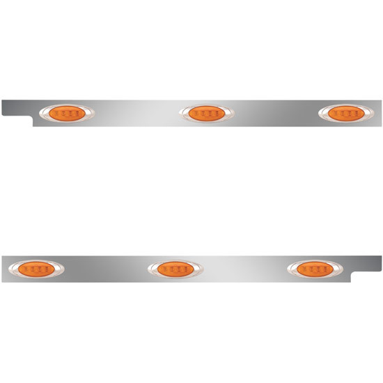 4 in. Stainless Steel Cab Panels with 6 Amber/Amber P1 LEDs for Peterbilt 567, 121 in. BBC SFA – part number 01-091200279