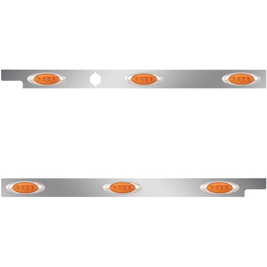 4/2.75 in. Stainless Steel Cab Panels with 6 Amber/Amber P1 LEDs with 1 Hole for Block Heater for Peterbilt 567, 121 in. BBC SFA – part number 01-091200281