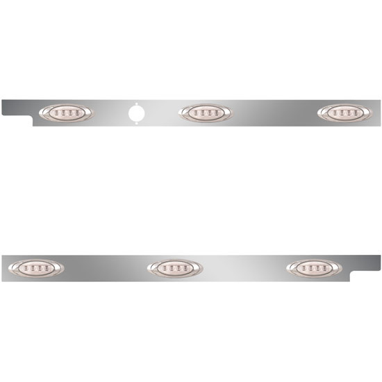 4 in. Stainless Steel Cab Panels with 6 Amber/Clear P1 LEDs with 1 Hole for Block Heater for Peterbilt 567, 121 in. BBC SFA – part number 01-091200282