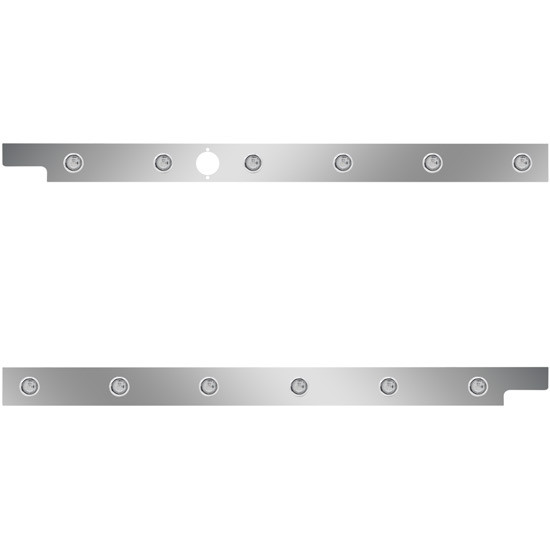 2.5 in. Stainless Steel Cab Panels with 12 Amber/Clear ¾ in. Round LEDs with 1 Hole for Block Heater for Peterbilt 567, 115 in. BBC SFA – part number 01-091200287